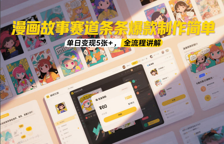 漫画故事赛道条条爆款制作简单，单日变现5张+，全流程讲解|网创挖金社