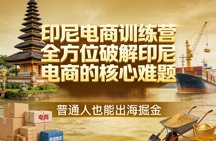 印尼电商训练营，全方位破解印尼电商的核心难题，普通人也能出海掘金|网创挖金社