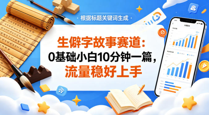 公众号流量主——生僻字故事赛道，流量稳，好上手，0基础小白也能10分钟一篇|网创挖金社
