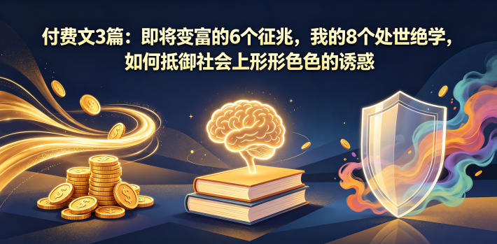 付费文3篇:即将变富的6个征兆,我的8个处世绝学,如何抵御社会上形形色色的诱惑|网创挖金社