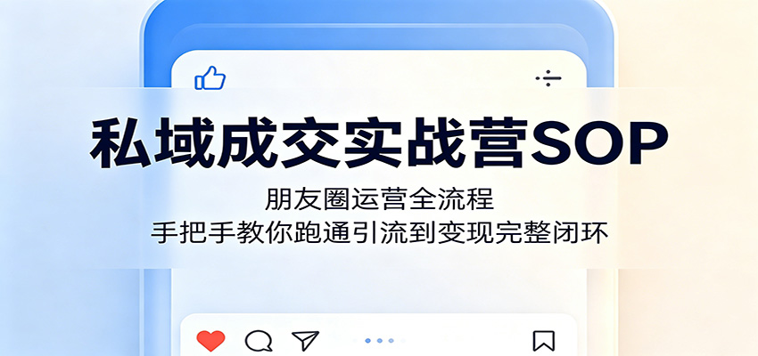 私域成交实战营SOP：朋友圈运营全流程，手把手教你跑通引流到变现完整闭环|网创挖金社