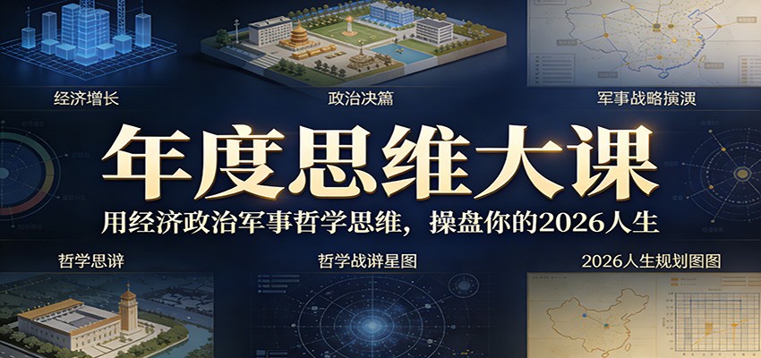 年度思维大课，用经济政治军事哲学思维，操盘你的2026人生|网创挖金社