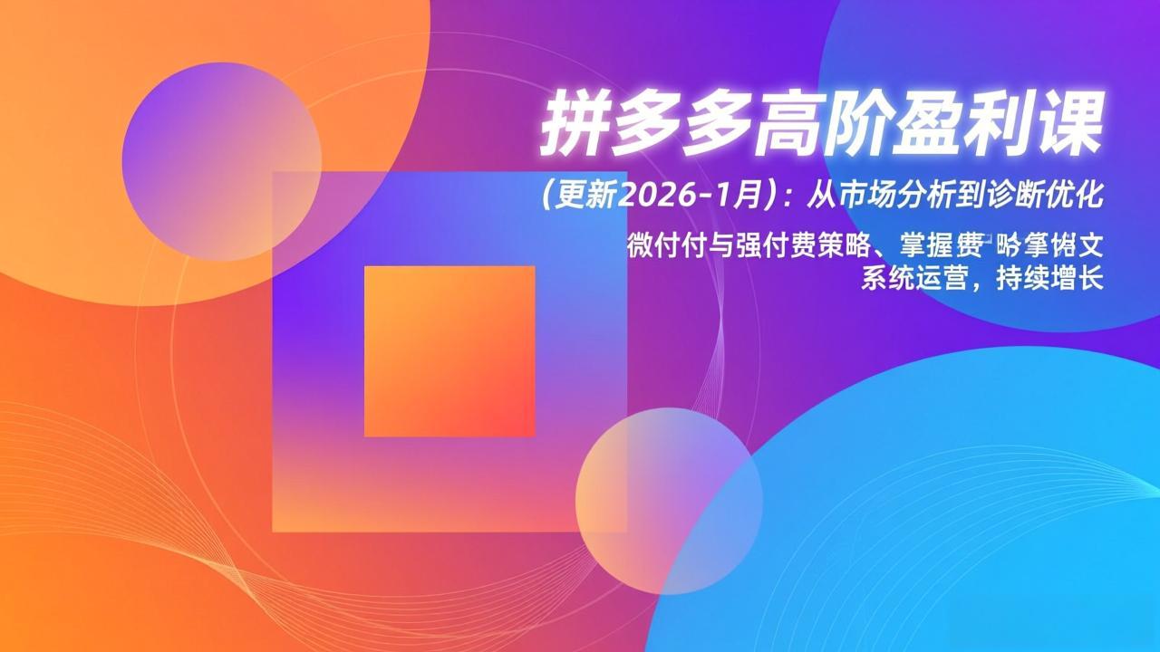 拼多多高阶盈利课(更新2026-1月|网创挖金社