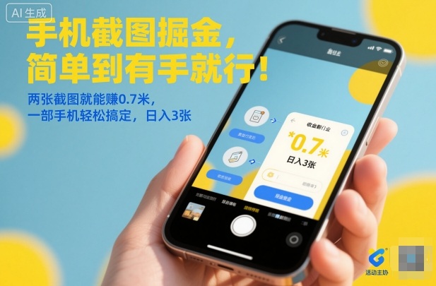手机截图掘金，简单到有手就行！两张截图就能賺0.7米，一部手机轻松搞定，日入3张【揭秘】|网创挖金社