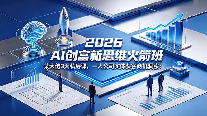 2026 AI 创富新思维火箭班：某大佬3天私房课，一人公司实体获客商机洞察|网创挖金社