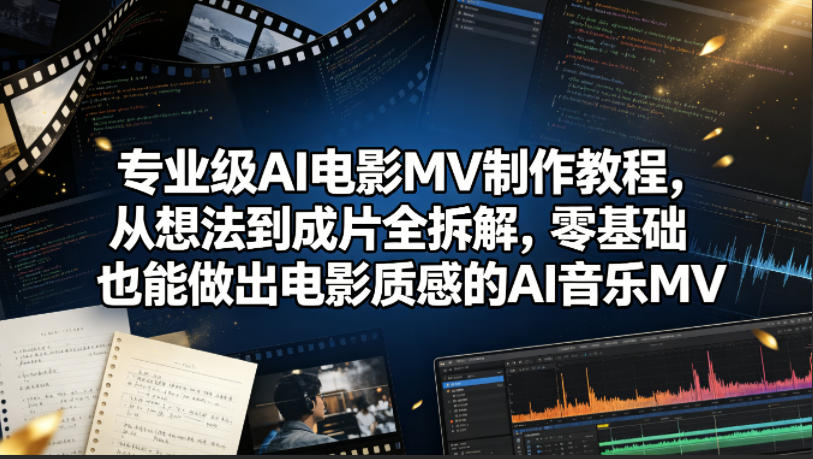 专业级AI电影MV制作教程，从想法到成片全拆解，零基础也能做出电影质感的AI音乐MV|网创挖金社