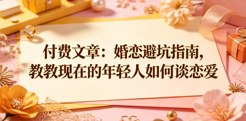 付费文章：婚恋避坑指南，教教现在的年轻人如何谈恋爱|网创挖金社