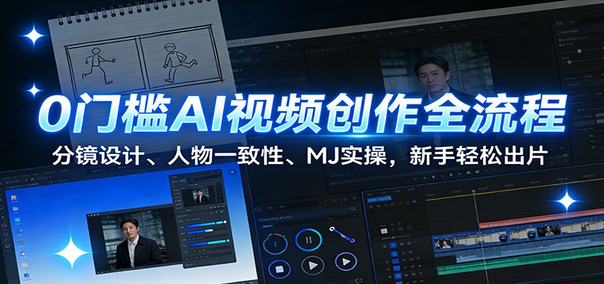 0门槛AI视频创作全流程：分镜设计、人物一致性、MJ实操，新手轻松出片|网创挖金社