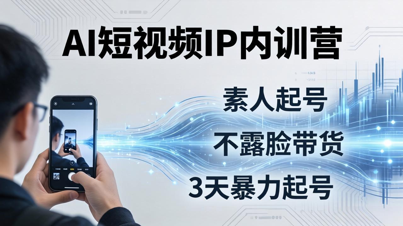 2026AI短视频IP内训营：从素人起号到不露脸带货，3天暴力起号全流程拆解|网创挖金社