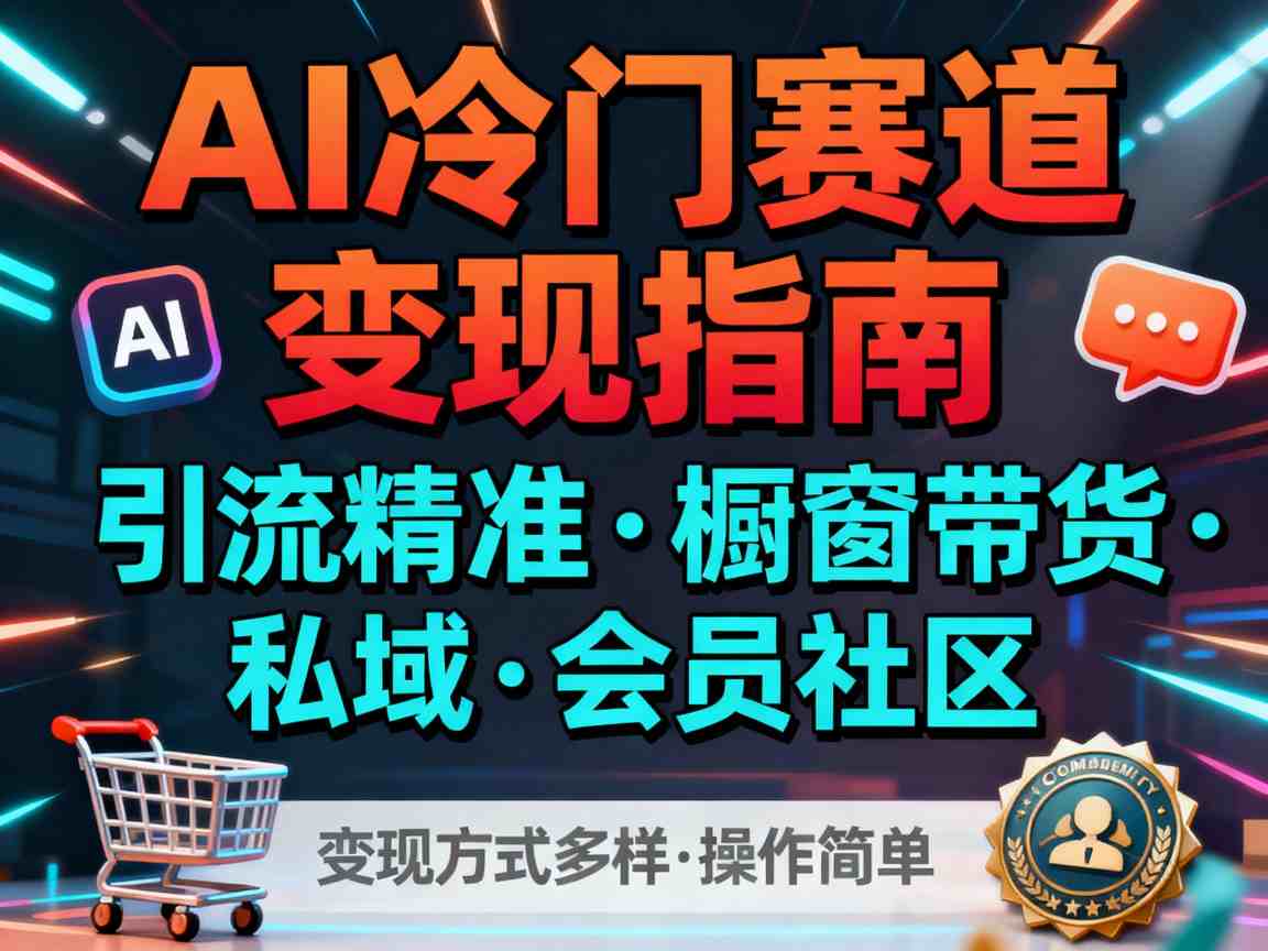 AI冷门赛道，引流精准，橱窗带货+私域+会员社区，变现方式多样，操作简单|网创挖金社