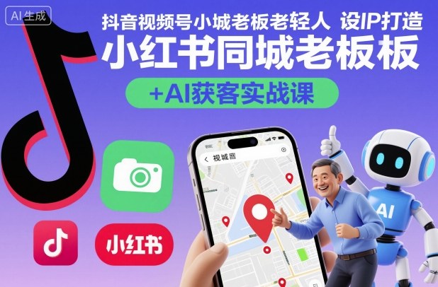 抖音视频号小红书同城老板轻人设IP打造+AI获客实战课，人设打造-算法拆解-拍摄剪辑-内容运营-AI创作|网创挖金社