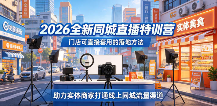 2026全新同城直播特训营，门店可直接套用的落地方法，助力实体商家打通线上同城流量渠道|网创挖金社
