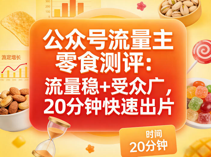 公众号流量主之零食测评赛道，流量稳+受众广，20分钟一条作品|网创挖金社