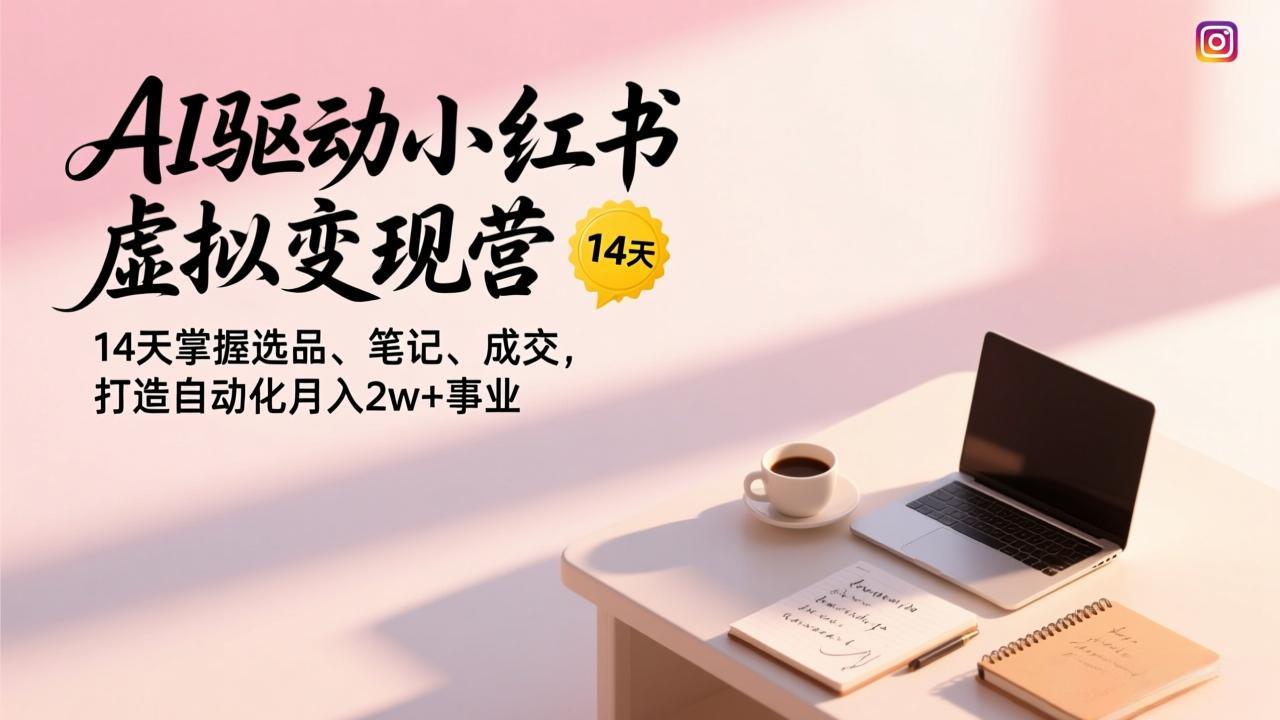 AI驱动小红书虚拟变现营，14天掌握选品、笔记、成交，打造自动化月入2w+事业|网创挖金社