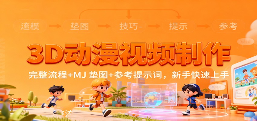 3D动漫视频制作，完整流程+MJ 垫图+参考提示词，新手快速上手|网创挖金社
