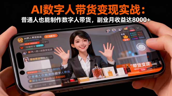 AI数字人带货变现实战：普通人也能制作数字人带货，副业月收益达8000+|网创挖金社