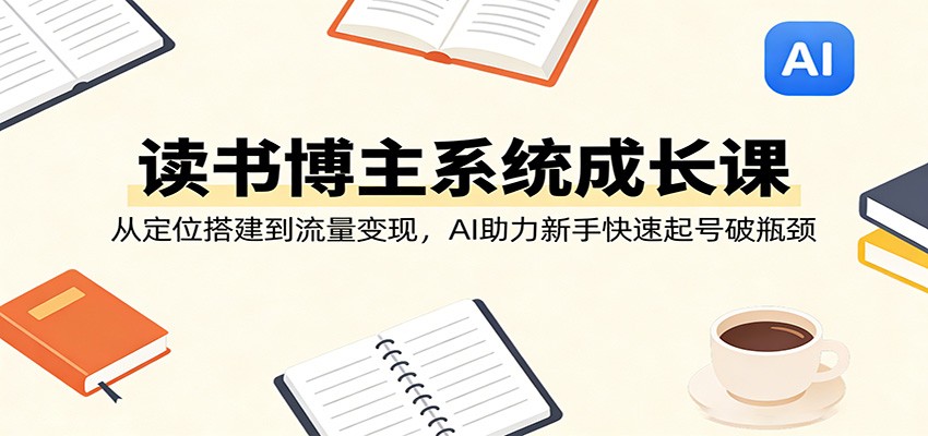 读书博主系统成长课：从定位搭建到流量变现，AI助力新手快速起号破瓶颈|网创挖金社