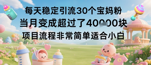 每天稳定引流30个宝妈粉当月变成超过了1W+项目流程非常简单适合小白|网创挖金社
