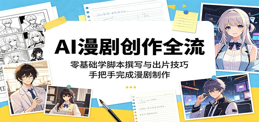 AI漫剧创作全流程：零基础学脚本撰写与出片技巧，手把手完成漫剧制作|网创挖金社