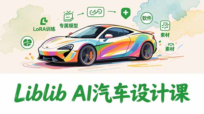 2025Liblib AI汽车设计课，文生图入门、LoRA训练、专属模型，快速上手【实战+解说+软件+素材】|网创挖金社