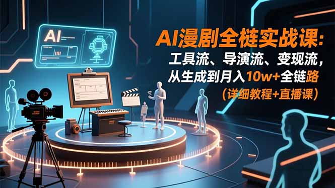 AI漫剧全栈实战课：工具流、导演流、变现流，从生成到月入10w+全链路 (详细教程+直播课|网创挖金社