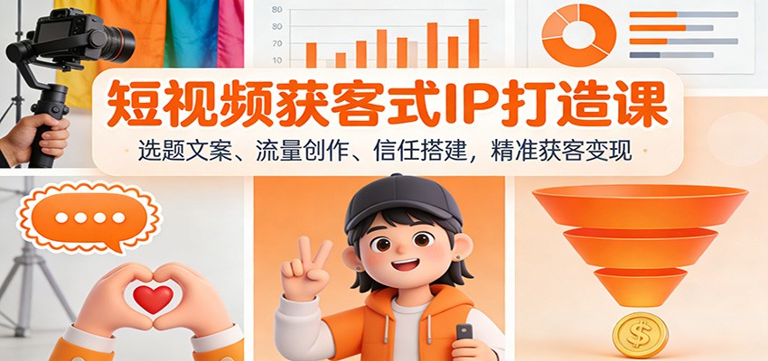 短视频获客式IP打造课：选题文案、流量创作、信任搭建，精准获客变现|网创挖金社