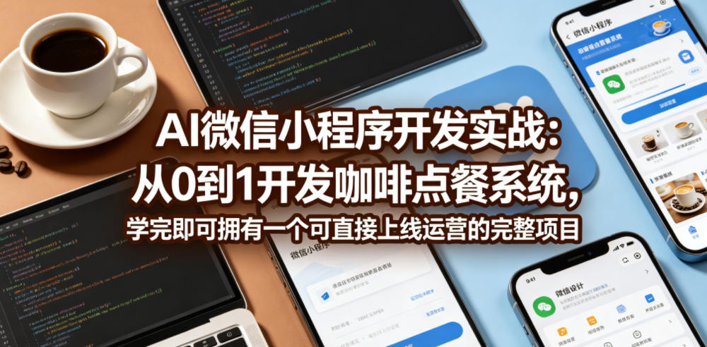 AI微信小程序开发实战：从0到1开发咖啡点餐系统，学完即可拥有一个可直接上线运营的完整项目|网创挖金社