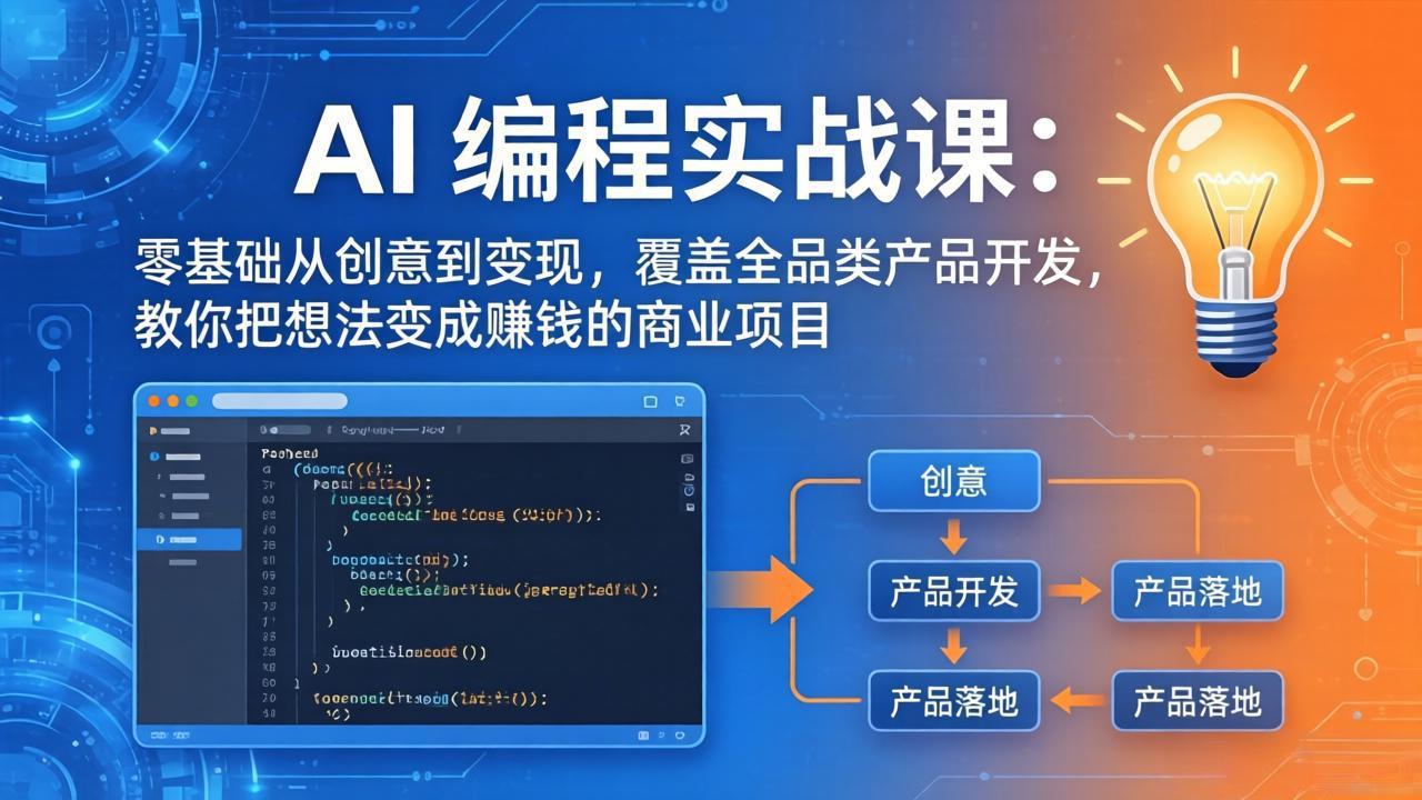 AI编程实战课-第三期-4月17更新:零基础从创意到变现,覆盖全品类产品开发,把想法变成赚钱项目|网创挖金社