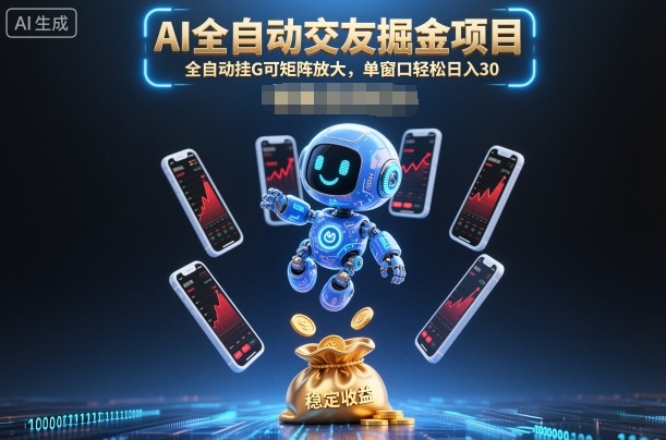 AI全自动交友掘金项目，全自动挂G可矩阵放大，单窗口轻松日入30+【揭秘】|网创挖金社