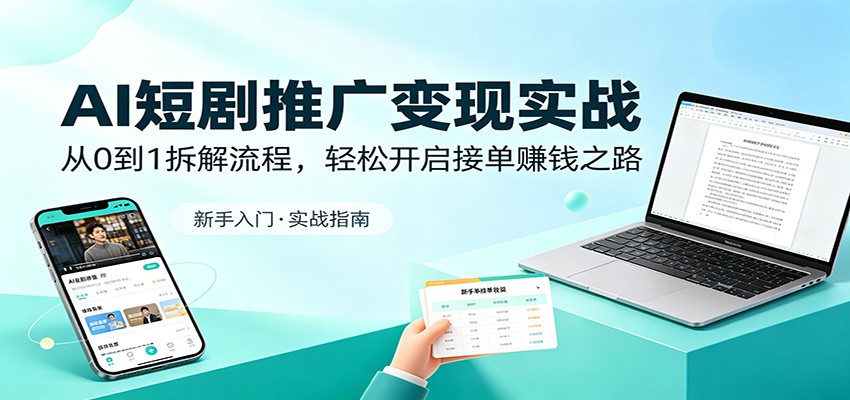 AI短剧推广变现实战：从0到1拆解流程，轻松开启接单赚钱之路|网创挖金社