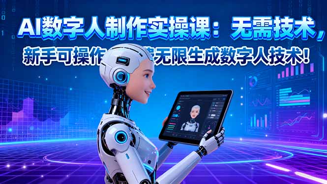AI数字人制作实操课：无需技术，新手可操作，免费无限生成数字人技术！|网创挖金社