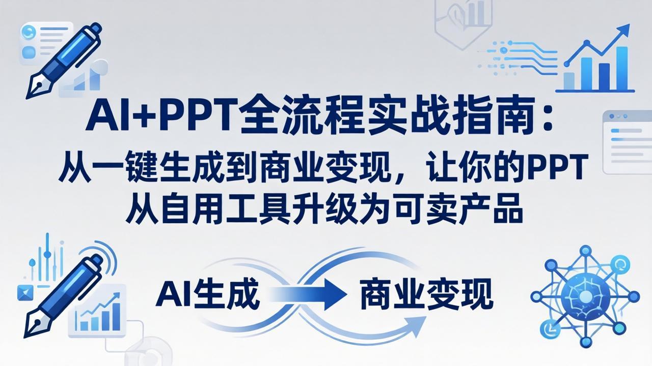 AI+PPT全流程实战指南-更新4月21:从一键生成到商业变现,让你的PPT从自用工具升级为可卖产品|网创挖金社
