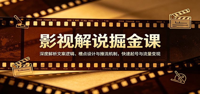 影视解说掘金课:深度解析文案逻辑、槽点设计与推流机制,快速起号与流量变现|网创挖金社