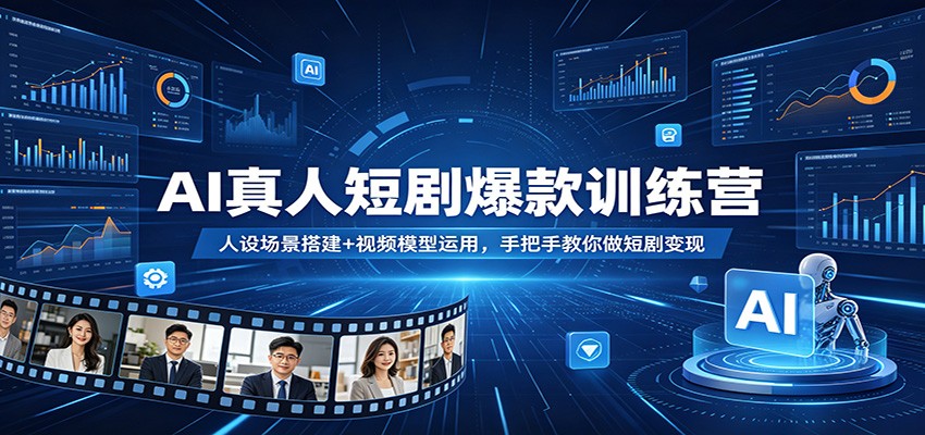 AI真人短剧爆款训练营：人设场景搭建+视频模型运用，手把手教你做短剧变现|网创挖金社