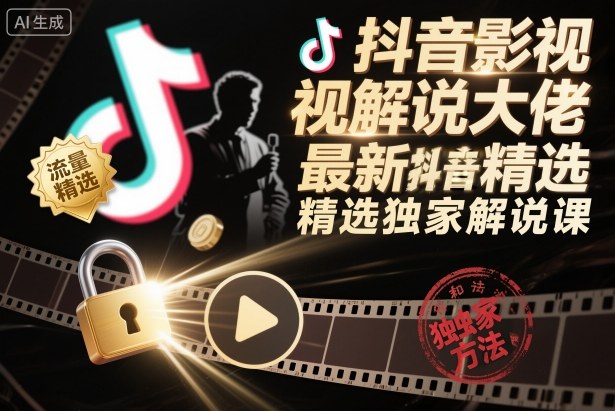 抖音影视解说大佬最新抖音进精选和独家方法，精选独家解说课(更新26年3月)|网创挖金社
