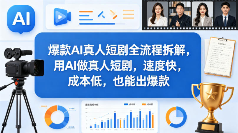 爆款AI真人短剧全流程拆解，用AI做真人短剧，速度快，成本低，也能出爆款|网创挖金社