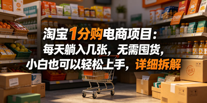 淘宝1分购电商项目：每天躺入几张，无需囤货，小白也可以轻松上手，详细拆解|网创挖金社