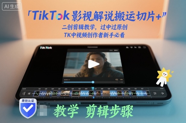 TikTok影视解说搬运切片+二创剪辑教学，过中过原创，TK中视频创作者新手必看|网创挖金社