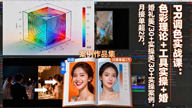 PR调色实战课：色彩理论+工具实操+婚礼医美/30+实操案例，月接单超2万|网创挖金社