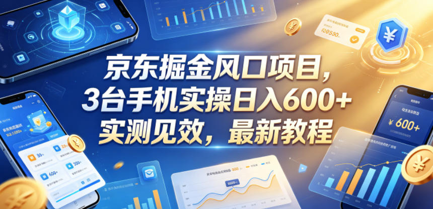 京东掘金风口项目，3台手机实操日入600+，实测见效，最新教程【揭秘】|网创挖金社