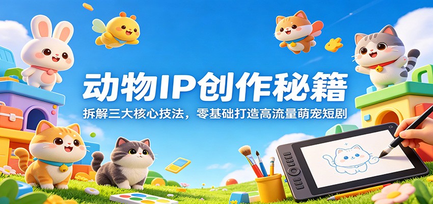 动物IP创作秘籍：拆解三大核心技法，零基础打造高流量萌宠短剧|网创挖金社
