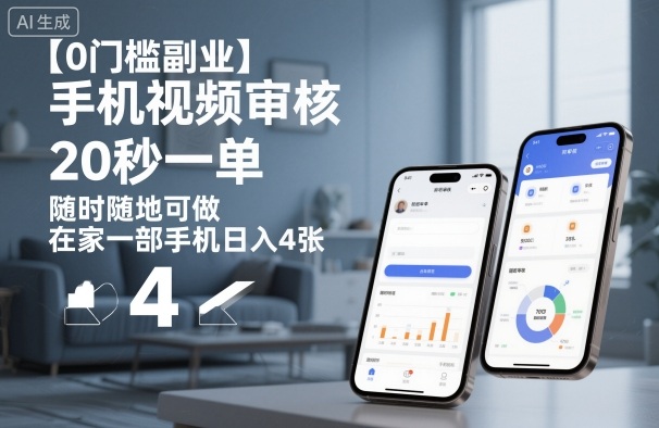 【0门槛副业】手机视频审核，20秒一单，随时随地可做，在家一部手机日入4张【揭秘】|网创挖金社