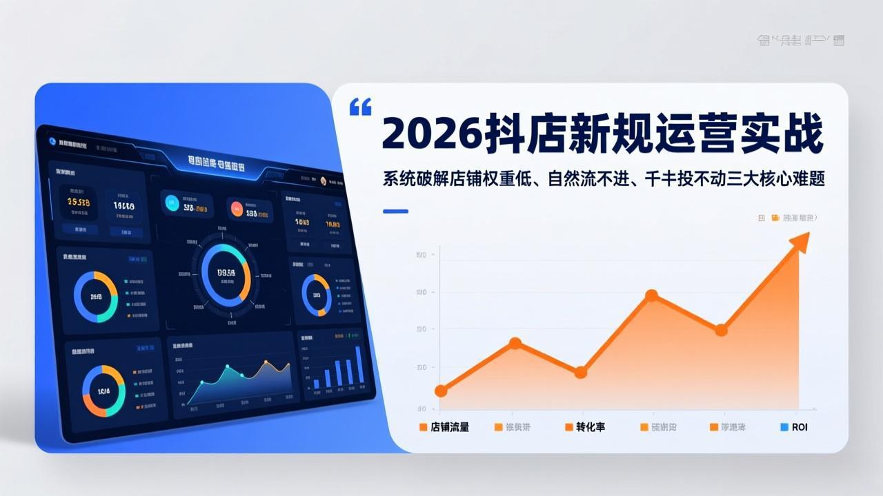 2026抖店新规运营实战:系统破解店铺权重低、自然流不进、千川投不动三大核心难题|网创挖金社
