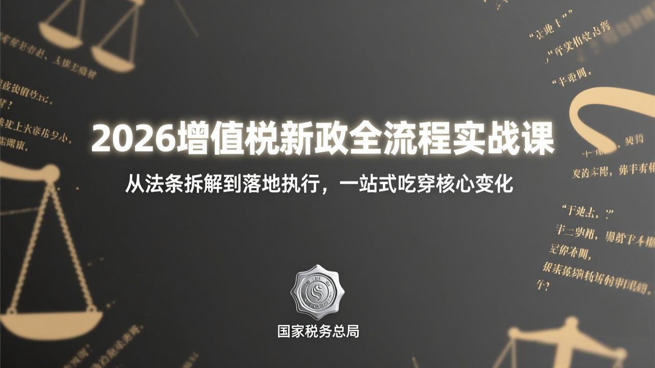 2026增值税新政全流程实战课：从法条拆解到落地执行，一站式吃透核心变化|网创挖金社