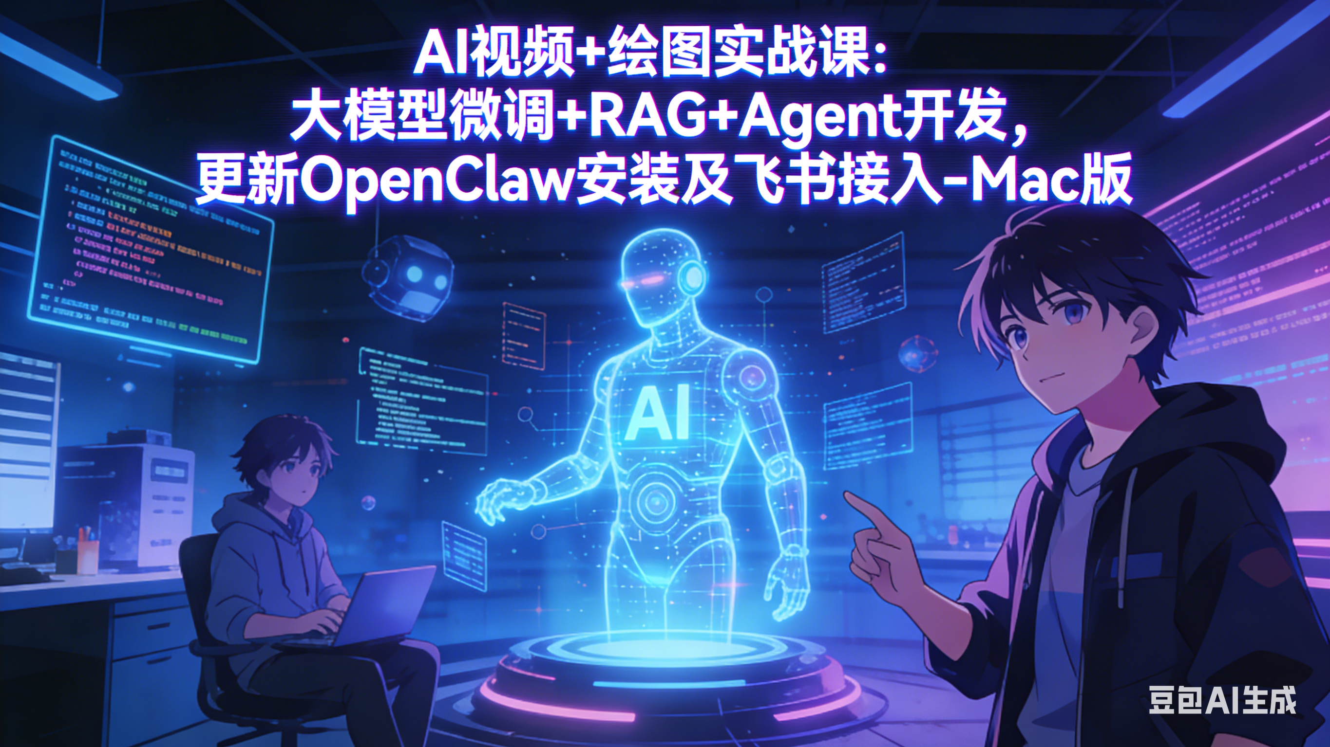 AI视频+绘图实战课：大模型微调+RAG+Agent开发，更新OpenClaw安装及飞书接入-Mac版|网创挖金社