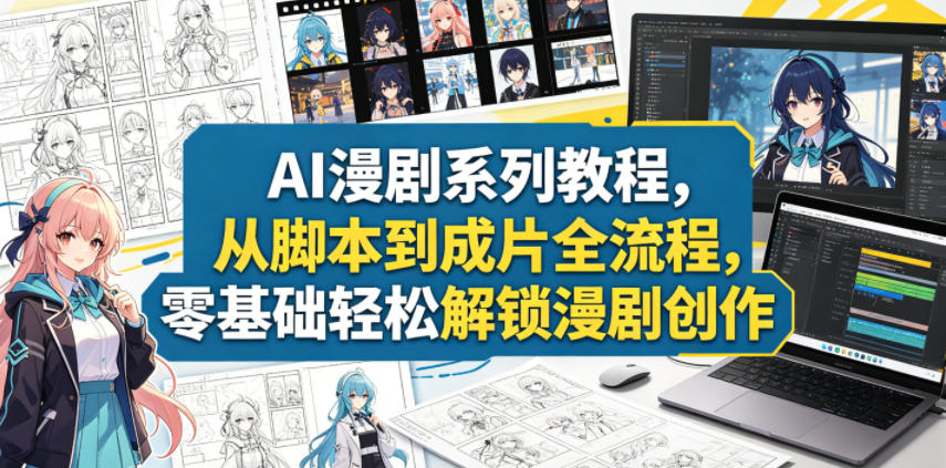 AI漫剧系列教程，从脚本到成片全流程，零基础轻松解锁漫剧创作|网创挖金社
