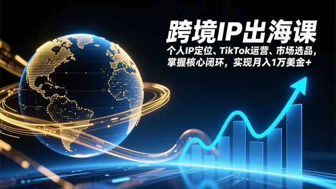 跨境IP出海课，个人IP定位、TikTok运营、市场选品，掌握核心闭环，实现月入1万美金+|网创挖金社