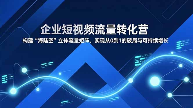 企业短视频流量转化营,构建“海陆空”立体流量矩阵,实现从0到1的破局与可持续增长|网创挖金社